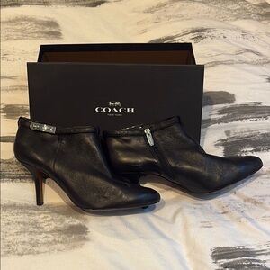Coach Black Leather Heeled Boots